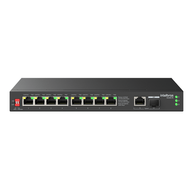 Switch Não Gerenciavel 10 portas Gigabit S1110G-PA Preto - Intelbras