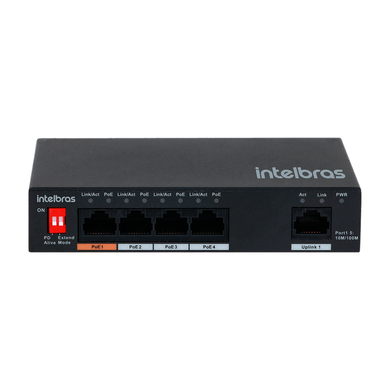 Switch Não Gerenciável 5 portas Fast SF 500 Hi-PoE Preto - Intelbras