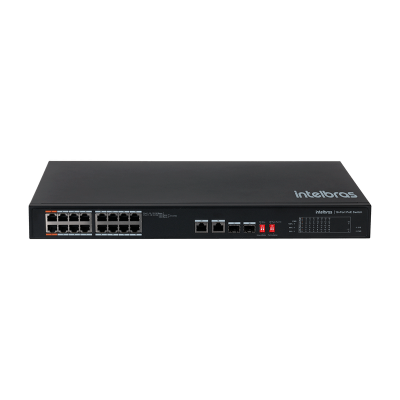 Switch Não Gerenciável 16 Portas Fast e 2 Portas SFP SF 1822 HI PoE Preto - Intelbras